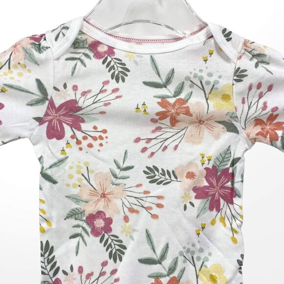 CLOUD ISLAND White Cotton Floral Long Sleeve Snap Closure Bodysuit - Picture 8 of 9